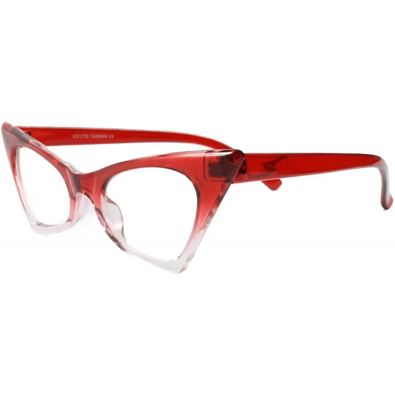 Cat Eye Classic 50s Womens Small Cat Eye Eye Glasses Two Tone Frame - Transparent & Red & Clear - CI18T4E2309 $10.46