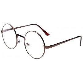 Oversized Round Clear Metal Frame Glasses- Circle Vintage Eye Glasses Retro Eyewear - Coffee - C318YS6O9S3 $14.38