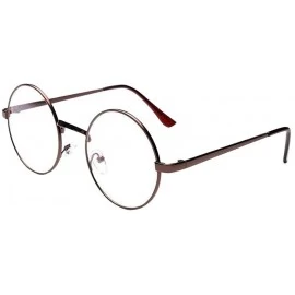 Oversized Round Clear Metal Frame Glasses- Circle Vintage Eye Glasses Retro Eyewear - Coffee - C318YS6O9S3 $6.62