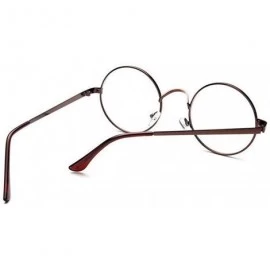 Oversized Round Clear Metal Frame Glasses- Circle Vintage Eye Glasses Retro Eyewear - Coffee - C318YS6O9S3 $6.62