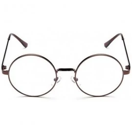 Oversized Round Clear Metal Frame Glasses- Circle Vintage Eye Glasses Retro Eyewear - Coffee - C318YS6O9S3 $6.62