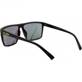 Square KUSH Sunglasses Matte Black Square Frame Multicolor Mirror Lens Unisex - Black Yellow - CQ1804H7YN7 $11.85