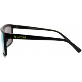 Square KUSH Sunglasses Matte Black Square Frame Multicolor Mirror Lens Unisex - Black Yellow - CQ1804H7YN7 $11.85