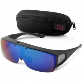 Wrap Fit Over Polarized Sunglasses Flip Up Lens for Men and Women - Black - CE18XK3LI0Y $34.44