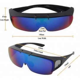 Wrap Fit Over Polarized Sunglasses Flip Up Lens for Men and Women - Black - CE18XK3LI0Y $17.91