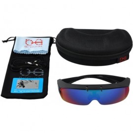 Wrap Fit Over Polarized Sunglasses Flip Up Lens for Men and Women - Black - CE18XK3LI0Y $17.91