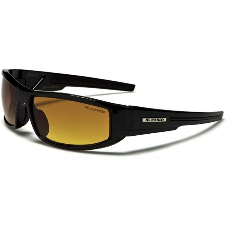 Rectangular Day Night Driving Riding High Definition HD Lens Sport Wrap Sunglasses - Black - CH19703DC9Q $22.42