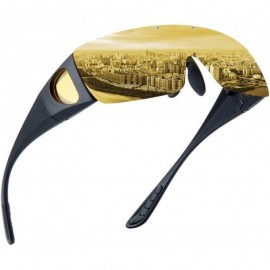Wrap HD Day Night Driving Glasses Sunglasses for Men & Women - Anti Glare Polarized Flip Rx Glasses Side Shield - CR1948MAN9L...